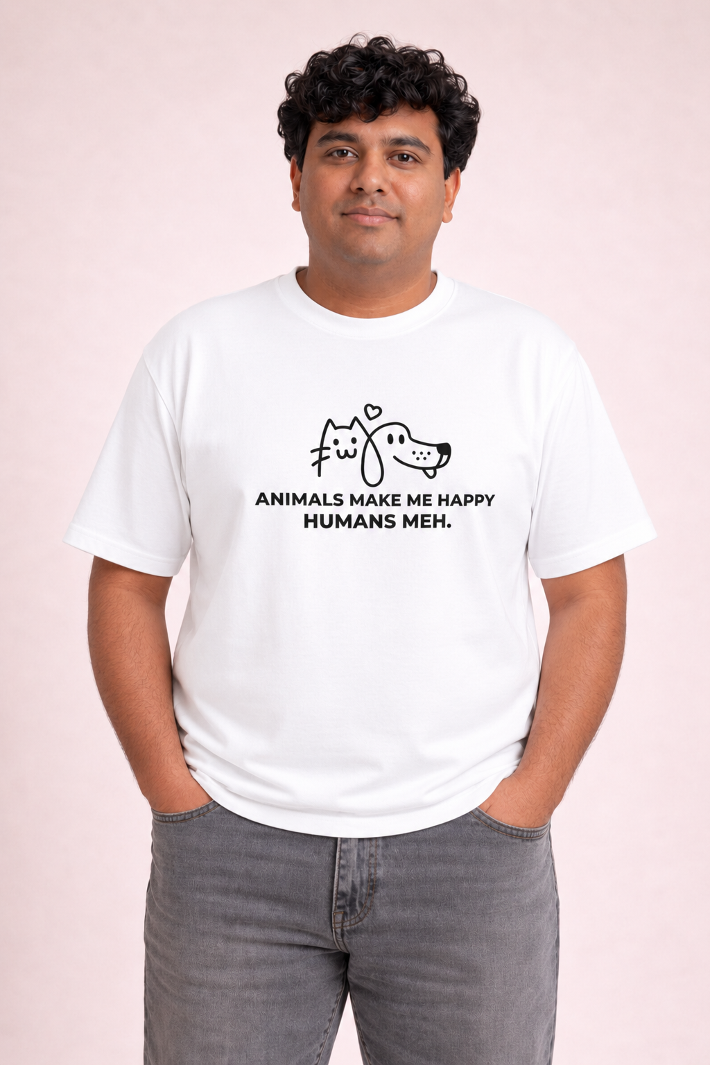 Animals Make Me Happy. Humans Meh. — Statement Tee